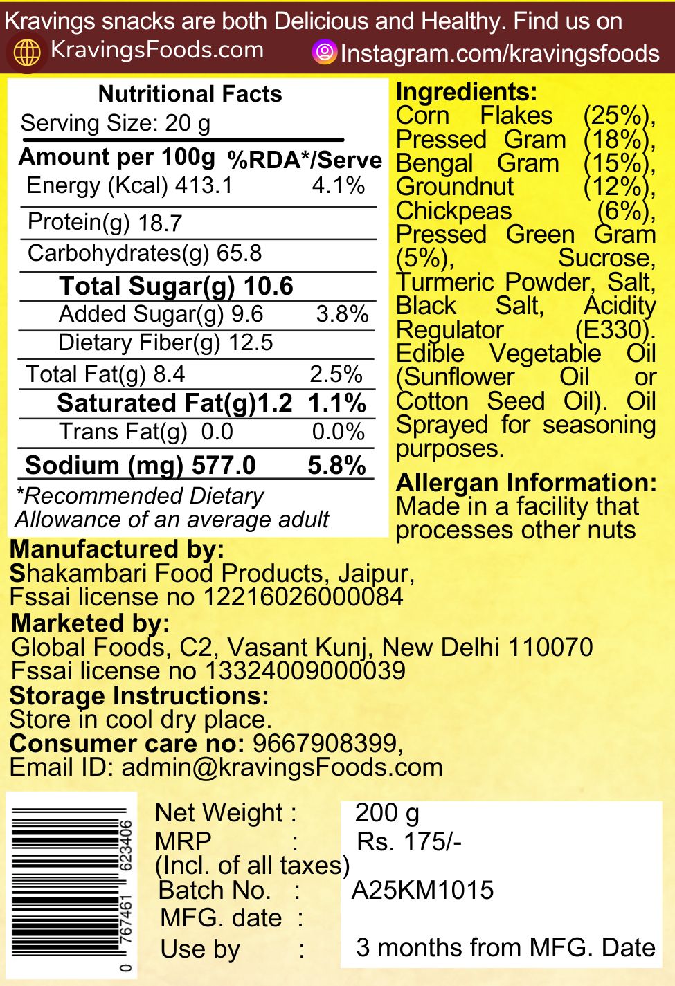 Roasted Khatta Meetha Namkeen [ 660 g, Pack of 6]